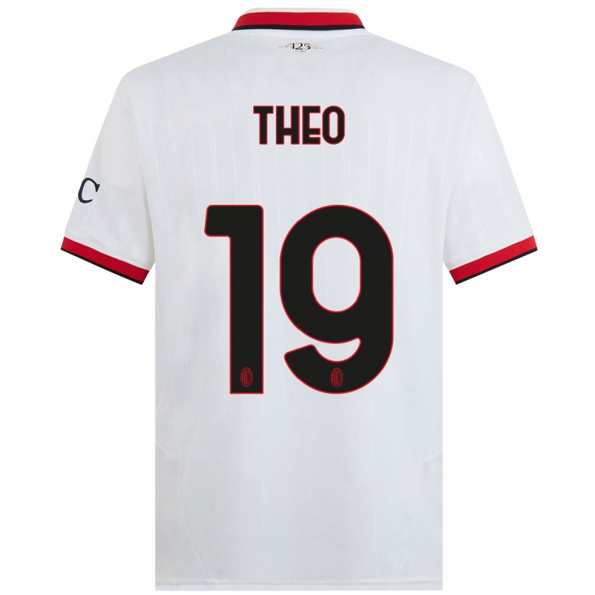 Hombre Fútbol Camiseta Theo Hernandez #19 Blanco Negro Rojo 2ª Equipación 2024/25 Argentina