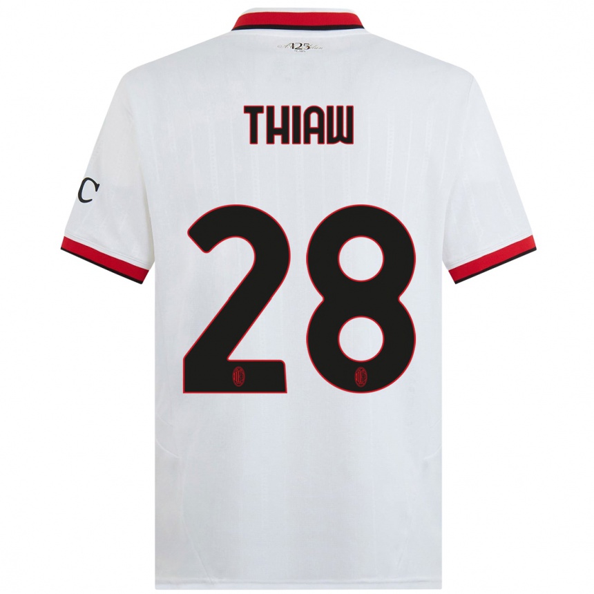 Hombre Fútbol Camiseta Malick Thiaw #28 Blanco Negro Rojo 2ª Equipación 2024/25 Argentina