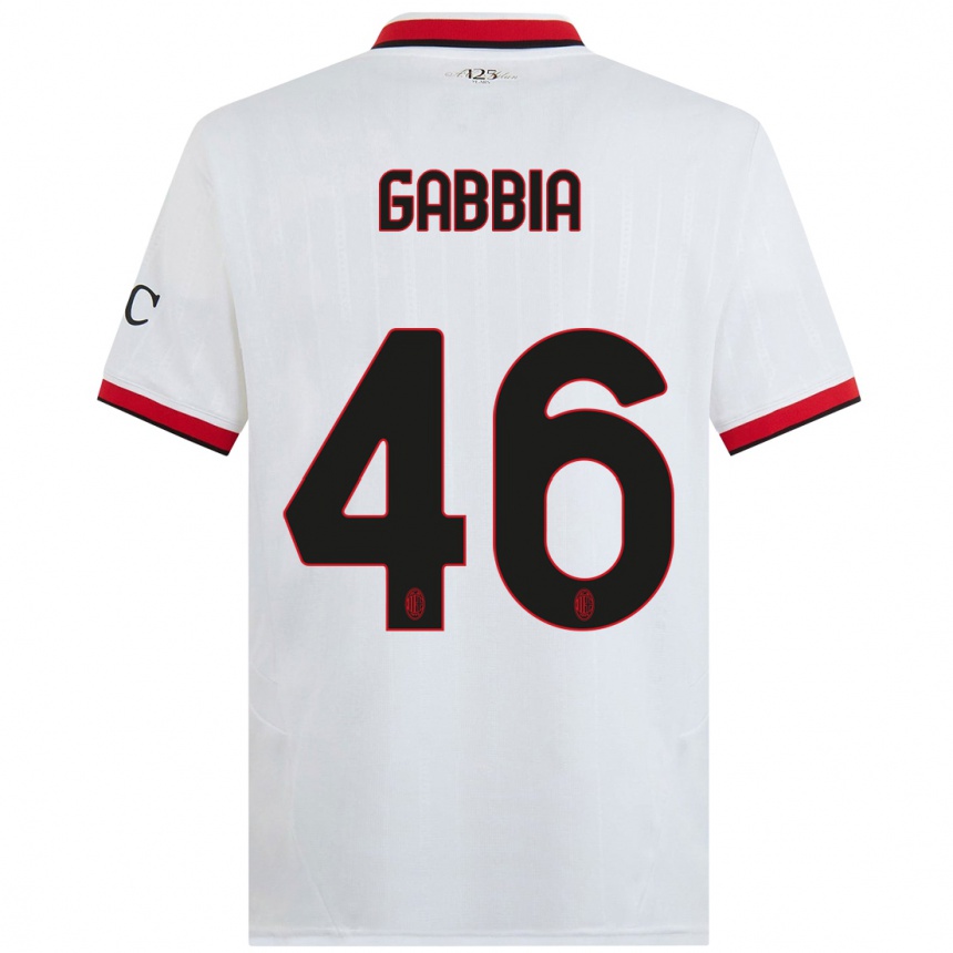 Hombre Fútbol Camiseta Matteo Gabbia #46 Blanco Negro Rojo 2ª Equipación 2024/25 Argentina