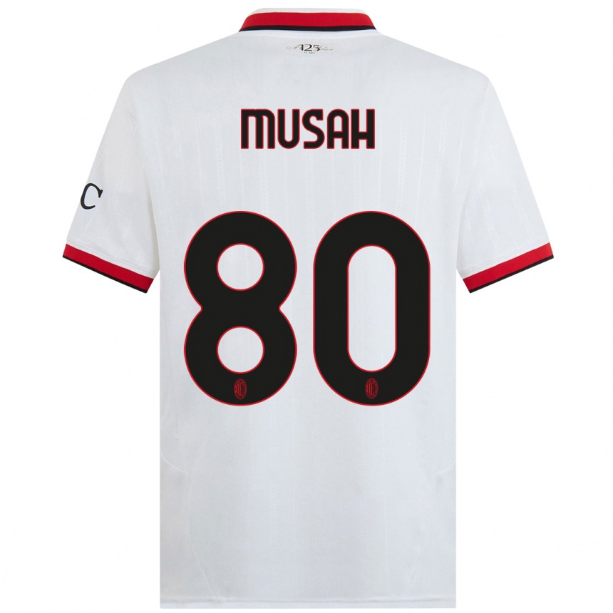 Hombre Fútbol Camiseta Yunus Musah #80 Blanco Negro Rojo 2ª Equipación 2024/25 Argentina