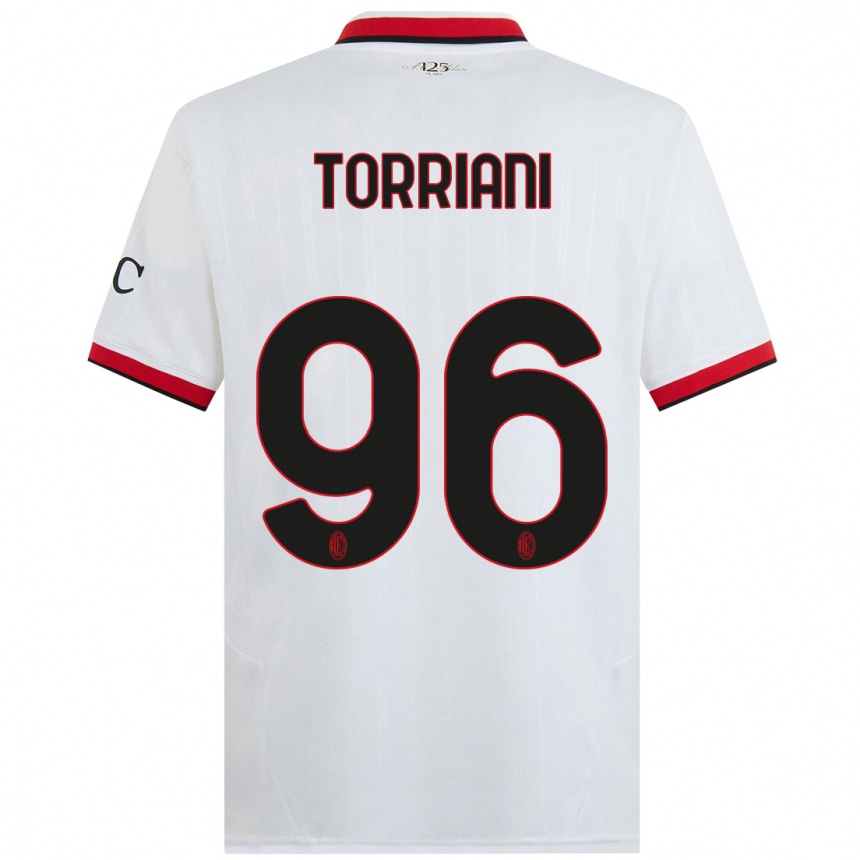 Hombre Fútbol Camiseta Lorenzo Torriani #96 Blanco Negro Rojo 2ª Equipación 2024/25 Argentina