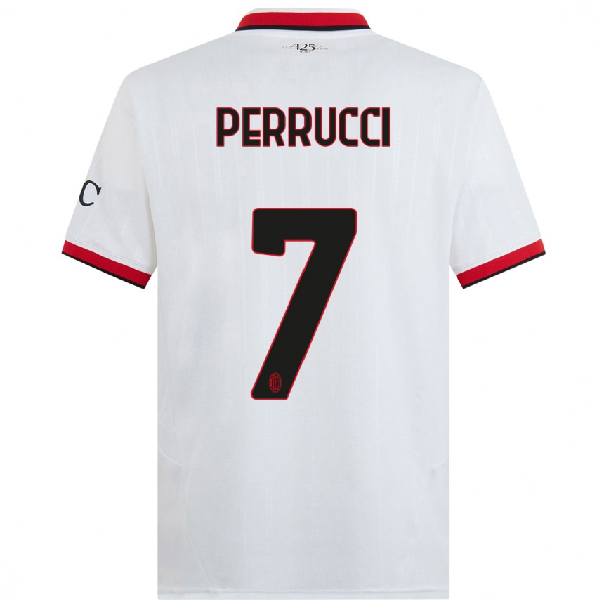 Hombre Fútbol Camiseta Vincenzo Perrucci #7 Blanco Negro Rojo 2ª Equipación 2024/25 Argentina