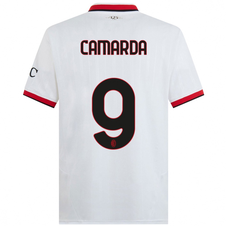 Hombre Fútbol Camiseta Francesco Camarda #9 Blanco Negro Rojo 2ª Equipación 2024/25 Argentina