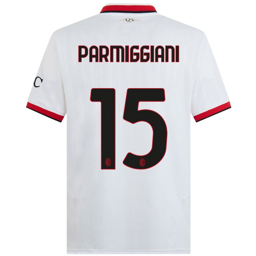 Hombre Fútbol Camiseta Pietro Parmiggiani #15 Blanco Negro Rojo 2ª Equipación 2024/25 Argentina