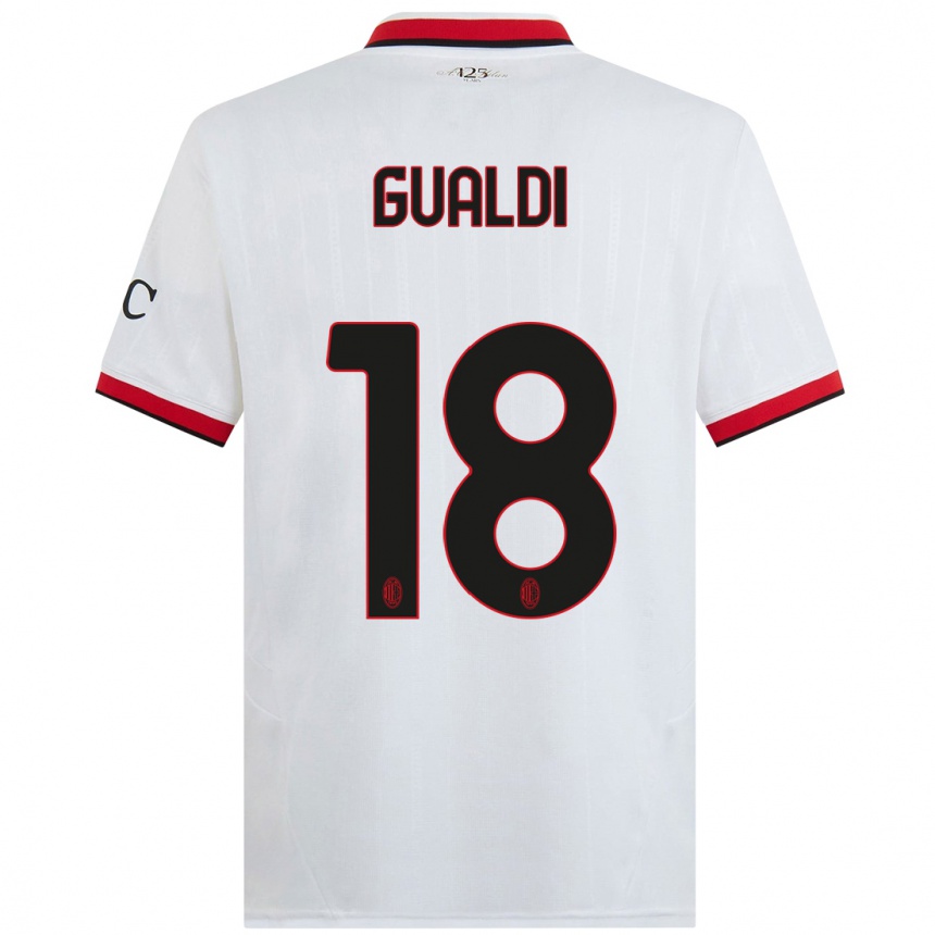 Hombre Fútbol Camiseta Andrea Gualdi #18 Blanco Negro Rojo 2ª Equipación 2024/25 Argentina