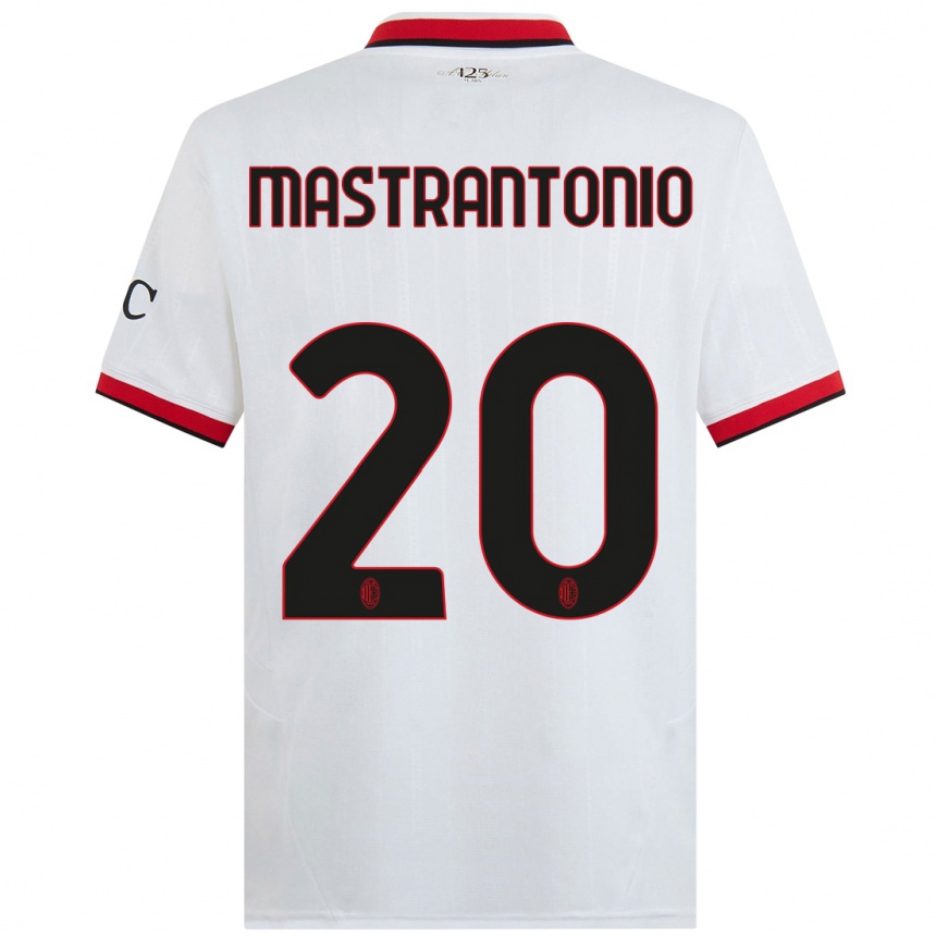 Hombre Fútbol Camiseta Davide Mastrantonio #20 Blanco Negro Rojo 2ª Equipación 2024/25 Argentina