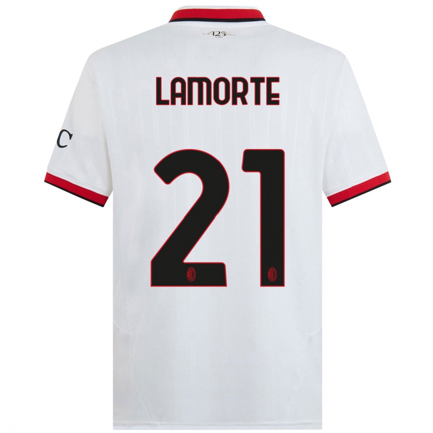 Hombre Fútbol Camiseta Alessandro Lamorte #21 Blanco Negro Rojo 2ª Equipación 2024/25 Argentina