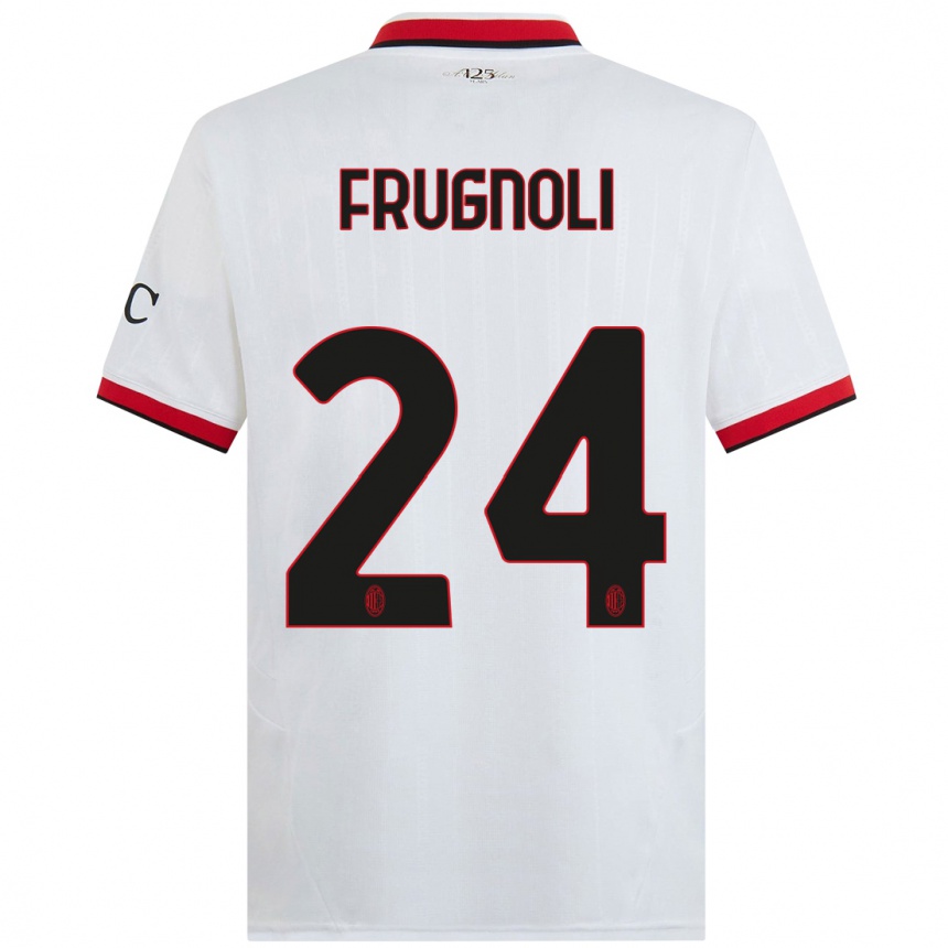 Hombre Fútbol Camiseta Leonardo Frugnoli #24 Blanco Negro Rojo 2ª Equipación 2024/25 Argentina