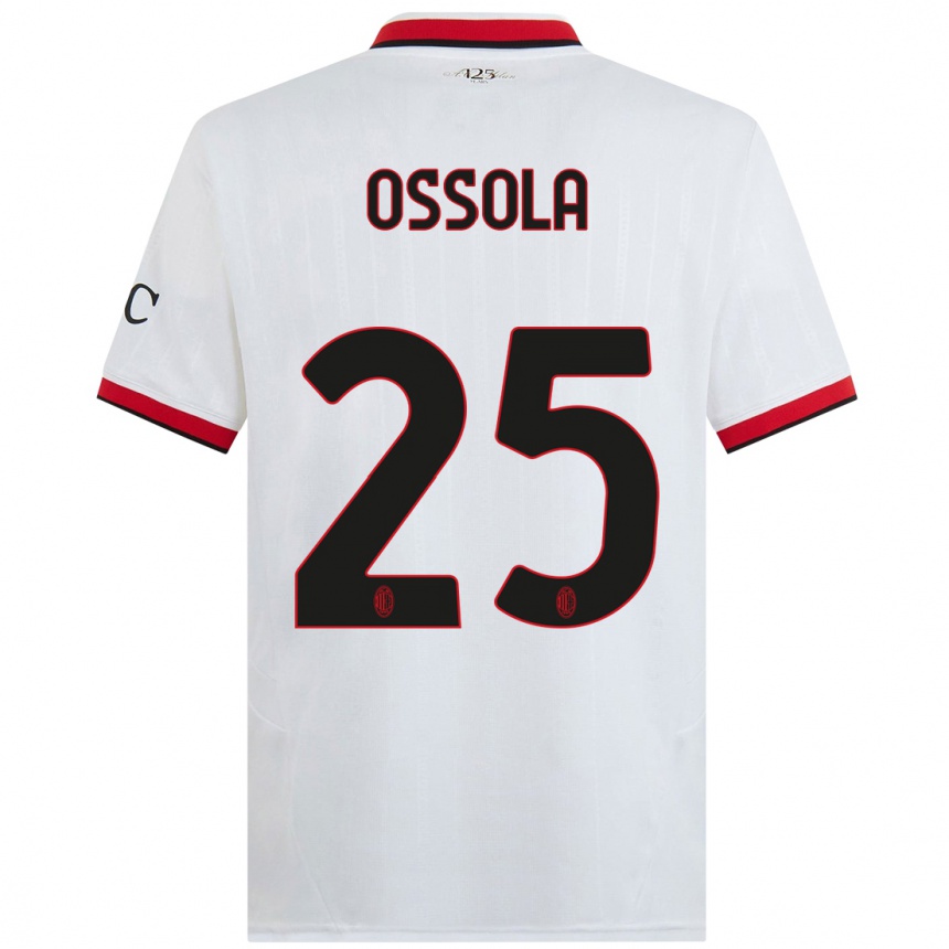 Hombre Fútbol Camiseta Lorenzo Ossola #25 Blanco Negro Rojo 2ª Equipación 2024/25 Argentina