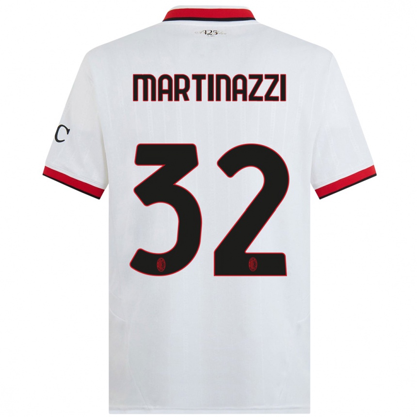 Hombre Fútbol Camiseta Luca Martinazzi #32 Blanco Negro Rojo 2ª Equipación 2024/25 Argentina