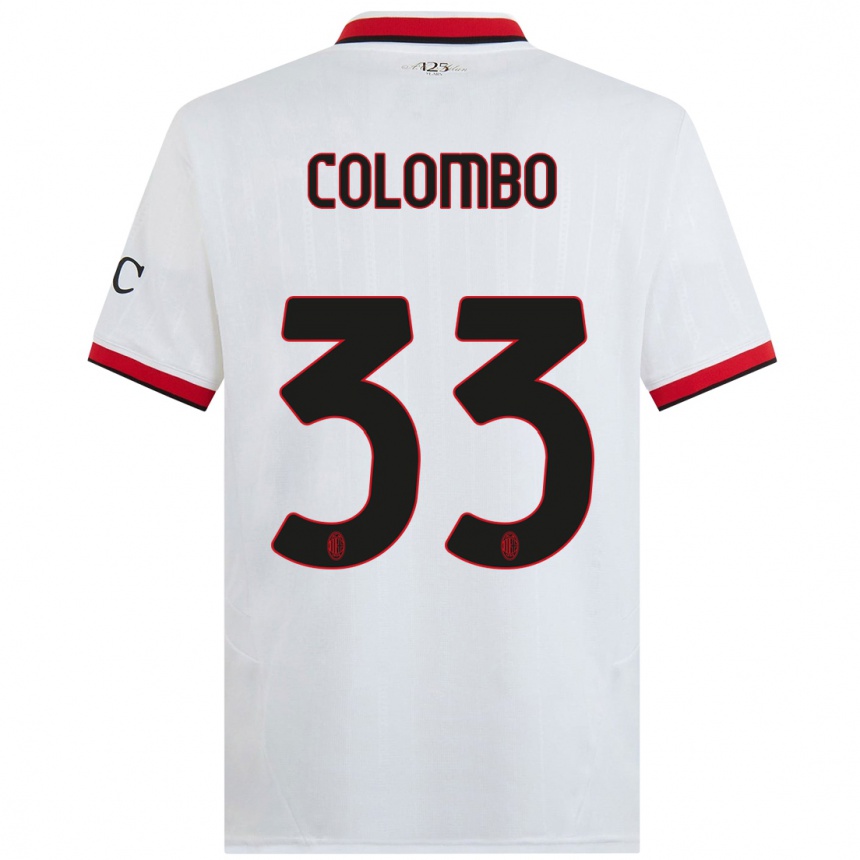 Hombre Fútbol Camiseta Federico Colombo #33 Blanco Negro Rojo 2ª Equipación 2024/25 Argentina