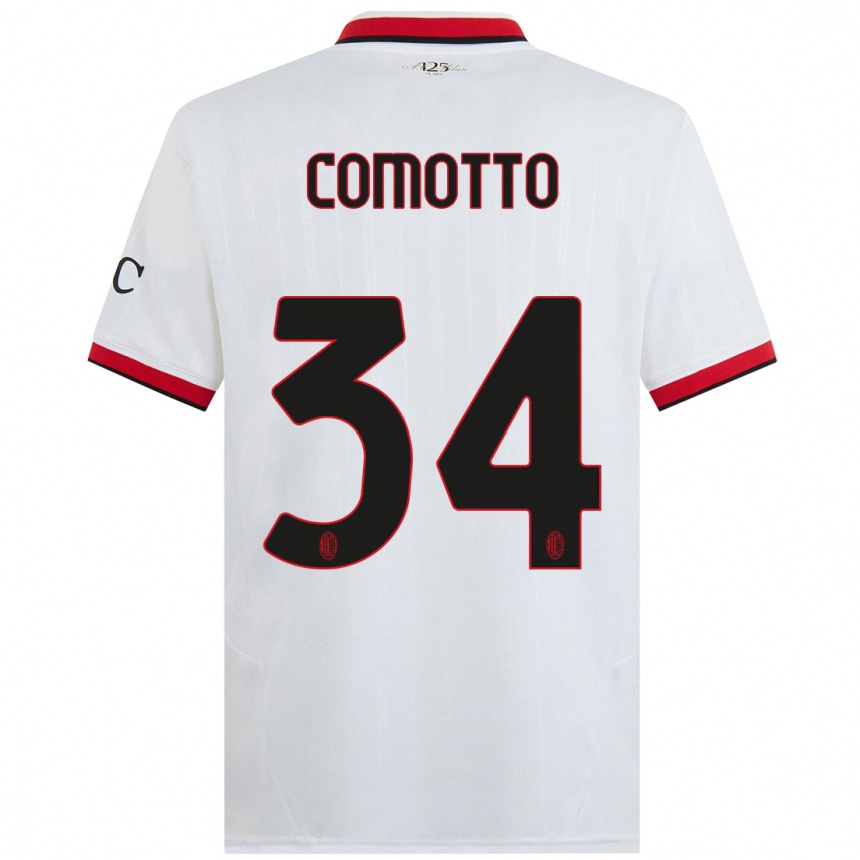 Hombre Fútbol Camiseta Christian Comotto #34 Blanco Negro Rojo 2ª Equipación 2024/25 Argentina