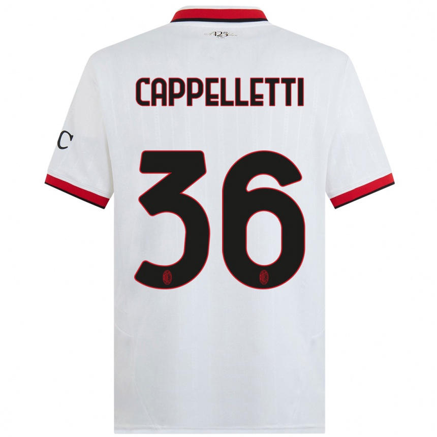 Hombre Fútbol Camiseta Mattia Cappelletti #36 Blanco Negro Rojo 2ª Equipación 2024/25 Argentina