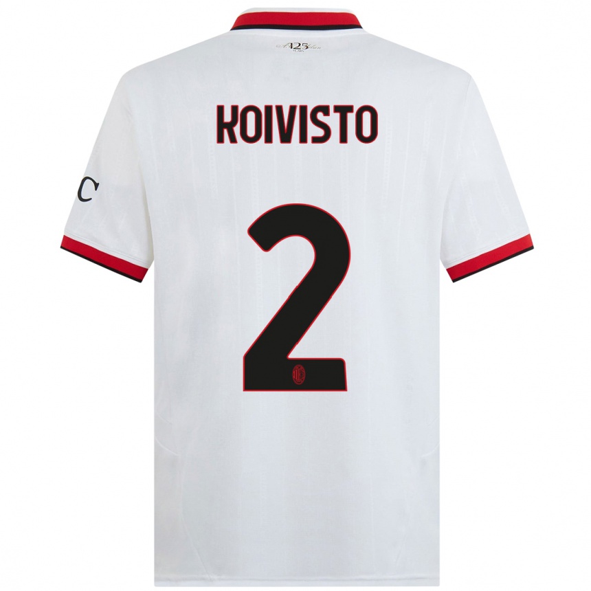 Hombre Fútbol Camiseta Emma Koivisto #2 Blanco Negro Rojo 2ª Equipación 2024/25 Argentina