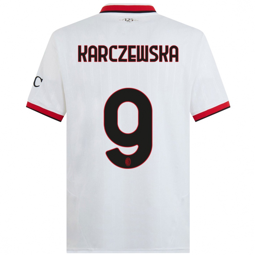 Hombre Fútbol Camiseta Nikola Karczewska #9 Blanco Negro Rojo 2ª Equipación 2024/25 Argentina