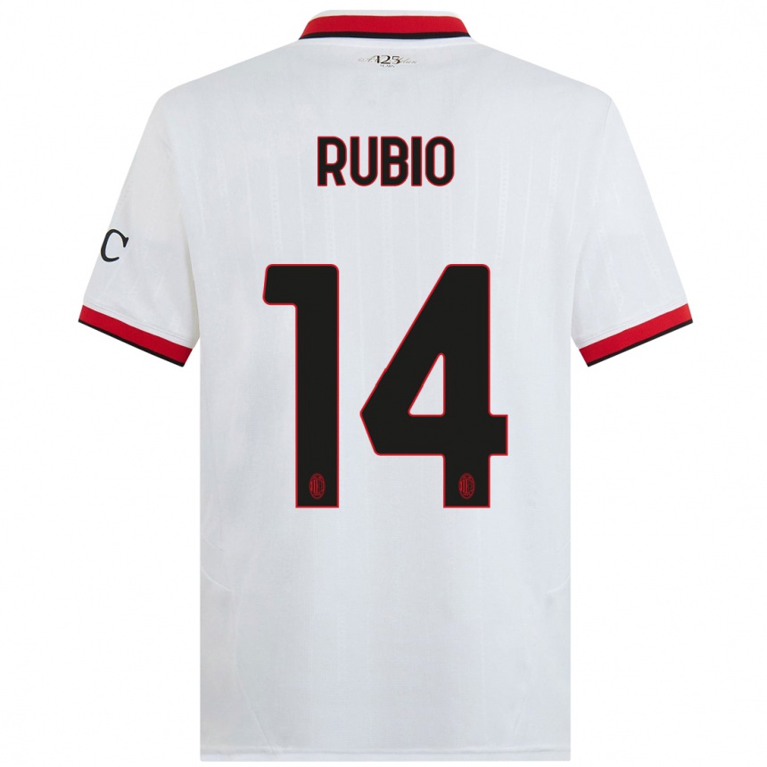 Hombre Fútbol Camiseta Silvia Rubio #14 Blanco Negro Rojo 2ª Equipación 2024/25 Argentina