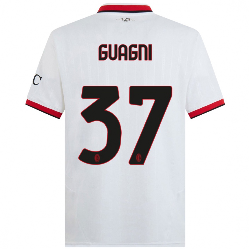 Hombre Fútbol Camiseta Alia Guagni #37 Blanco Negro Rojo 2ª Equipación 2024/25 Argentina