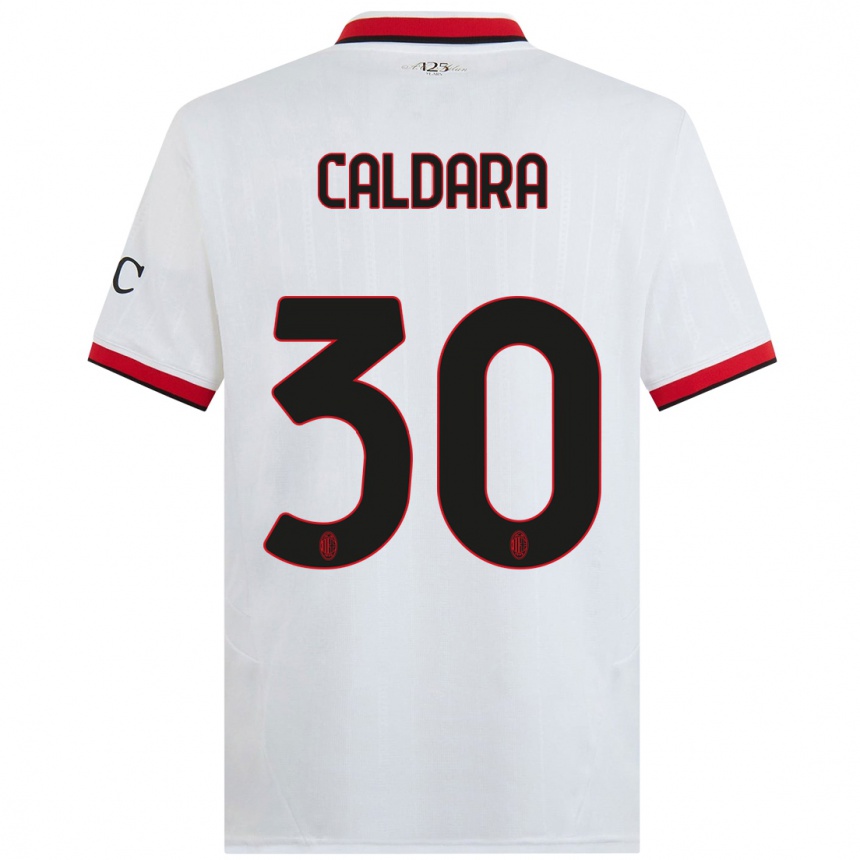 Hombre Fútbol Camiseta Mattia Caldara #30 Blanco Negro Rojo 2ª Equipación 2024/25 Argentina