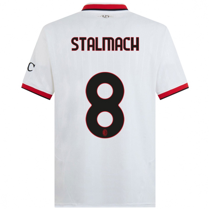 Hombre Fútbol Camiseta Dariusz Stalmach #8 Blanco Negro Rojo 2ª Equipación 2024/25 Argentina