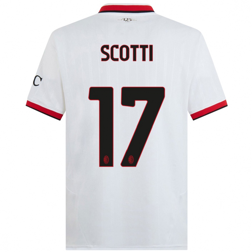 Hombre Fútbol Camiseta Filippo Scotti #17 Blanco Negro Rojo 2ª Equipación 2024/25 Argentina