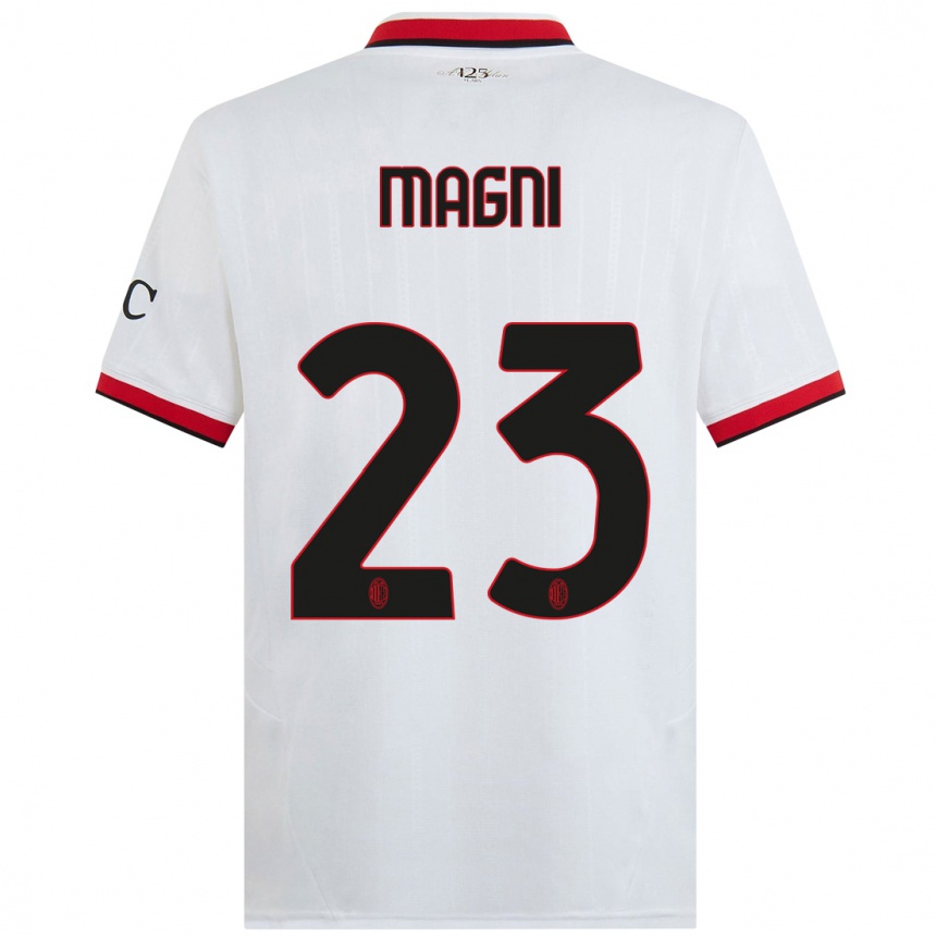 Hombre Fútbol Camiseta Vittorio Magni #23 Blanco Negro Rojo 2ª Equipación 2024/25 Argentina