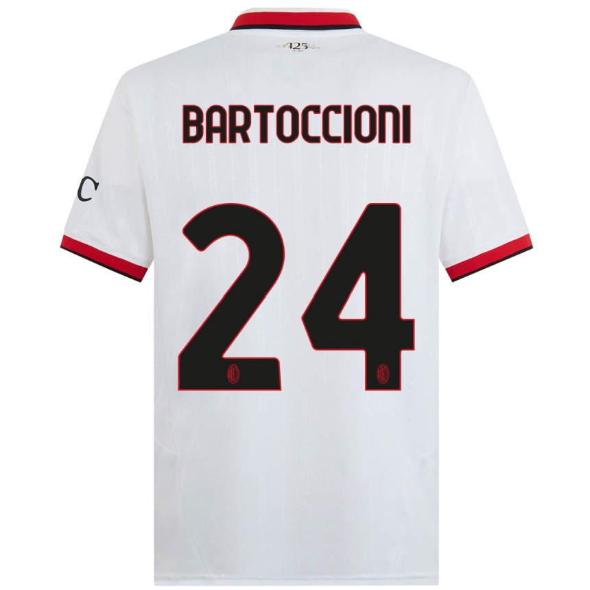 Hombre Fútbol Camiseta Andrea Bartoccioni #24 Blanco Negro Rojo 2ª Equipación 2024/25 Argentina