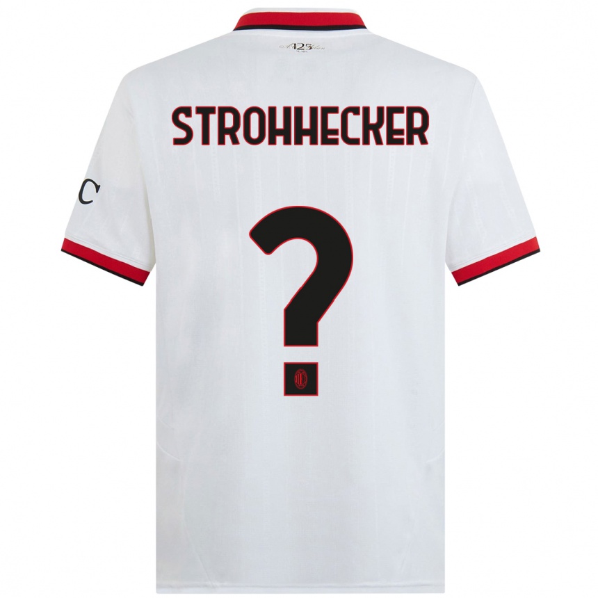 Hombre Fútbol Camiseta Riccardo Strohhecker #0 Blanco Negro Rojo 2ª Equipación 2024/25 Argentina