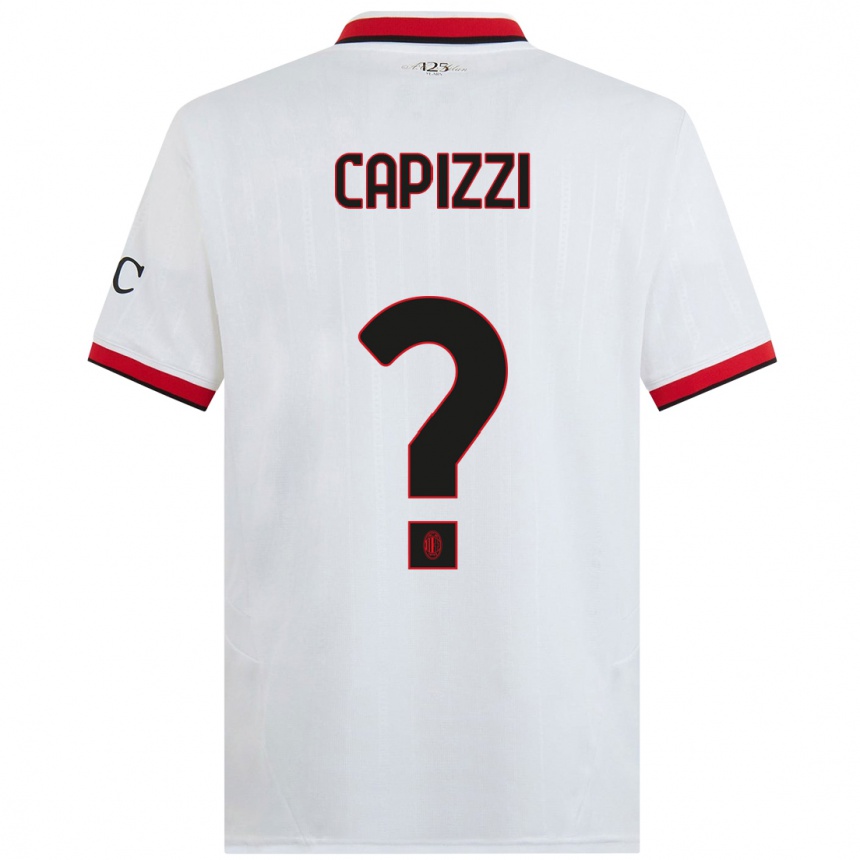 Hombre Fútbol Camiseta Edoardo Capizzi #0 Blanco Negro Rojo 2ª Equipación 2024/25 Argentina