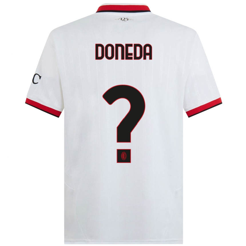 Hombre Fútbol Camiseta Paolo Doneda #0 Blanco Negro Rojo 2ª Equipación 2024/25 Argentina