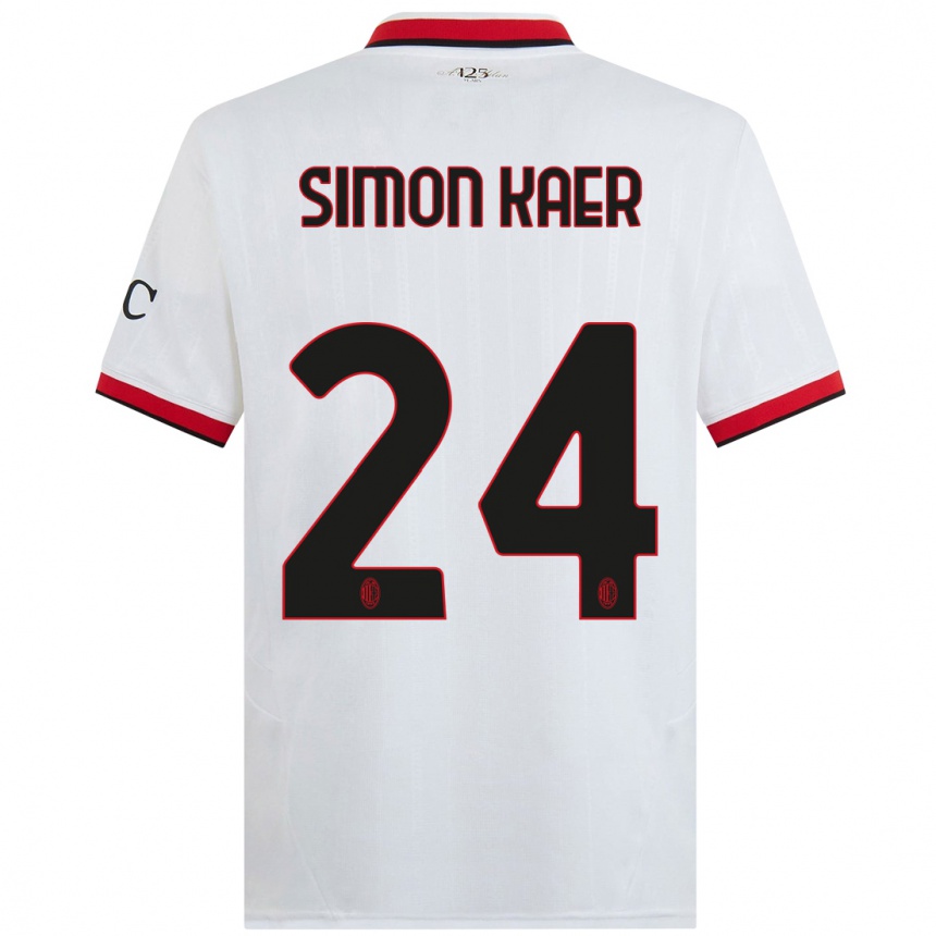 Hombre Fútbol Camiseta Simon Kaer #24 Blanco Negro Rojo 2ª Equipación 2024/25 Argentina