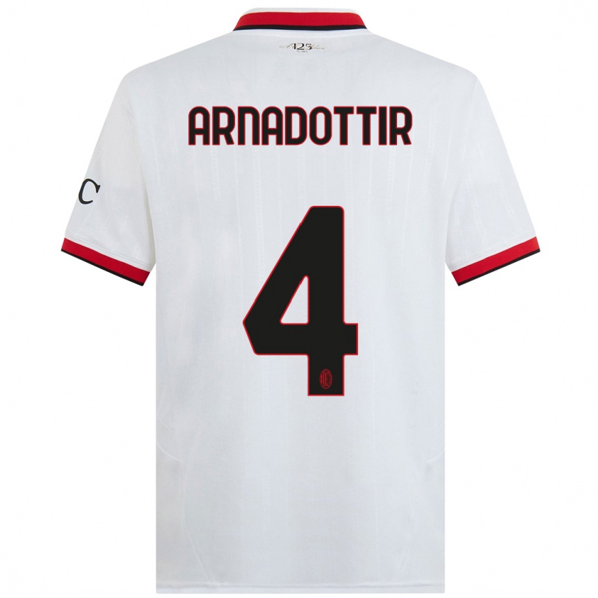 Hombre Fútbol Camiseta Guony Arnadottir #4 Blanco Negro Rojo 2ª Equipación 2024/25 Argentina