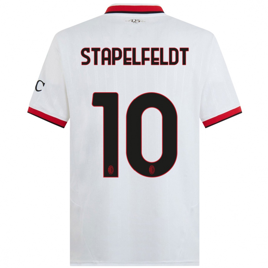 Hombre Fútbol Camiseta Nina Stapelfeldt #10 Blanco Negro Rojo 2ª Equipación 2024/25 Argentina