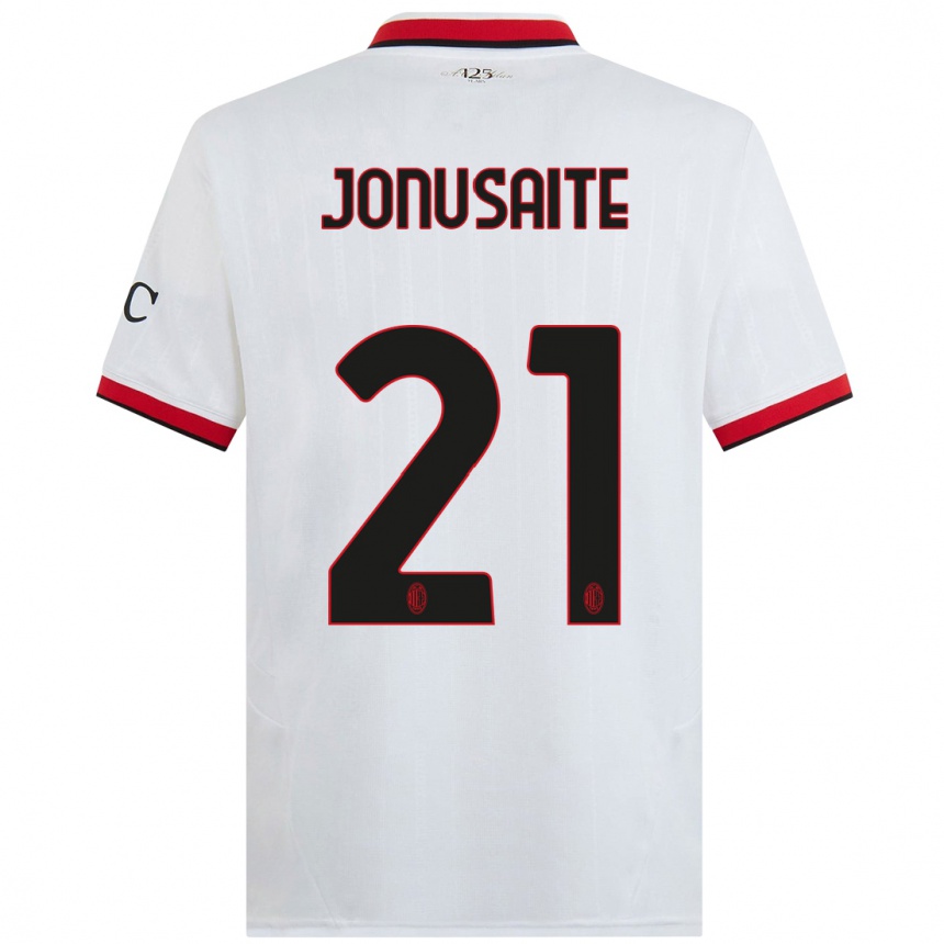 Hombre Fútbol Camiseta Rimante Jonusaite #21 Blanco Negro Rojo 2ª Equipación 2024/25 Argentina