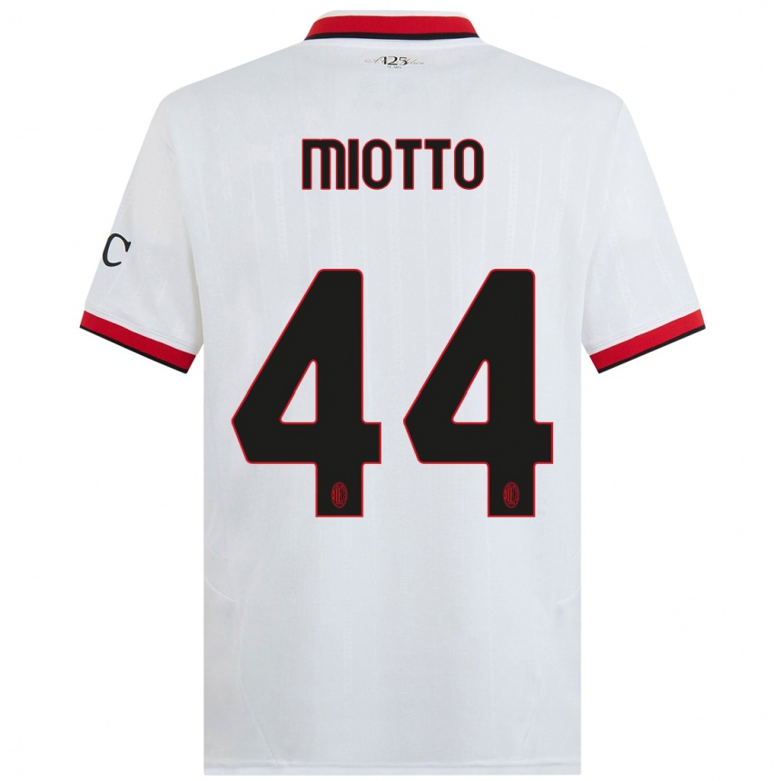 Hombre Fútbol Camiseta Giorgia Miotto #44 Blanco Negro Rojo 2ª Equipación 2024/25 Argentina