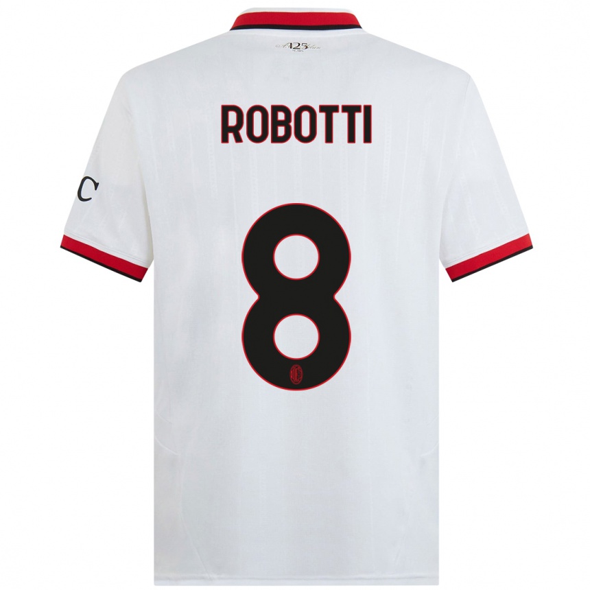 Hombre Fútbol Camiseta Giovanni Robotti #8 Blanco Negro Rojo 2ª Equipación 2024/25 Argentina