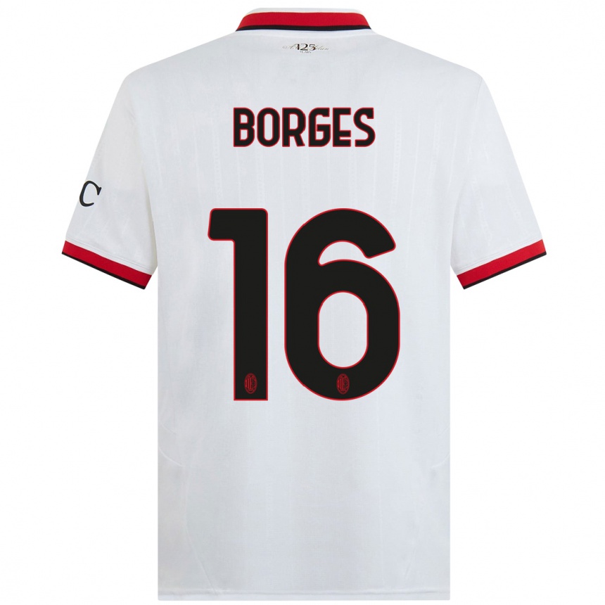 Hombre Fútbol Camiseta Lenny Borges #16 Blanco Negro Rojo 2ª Equipación 2024/25 Argentina