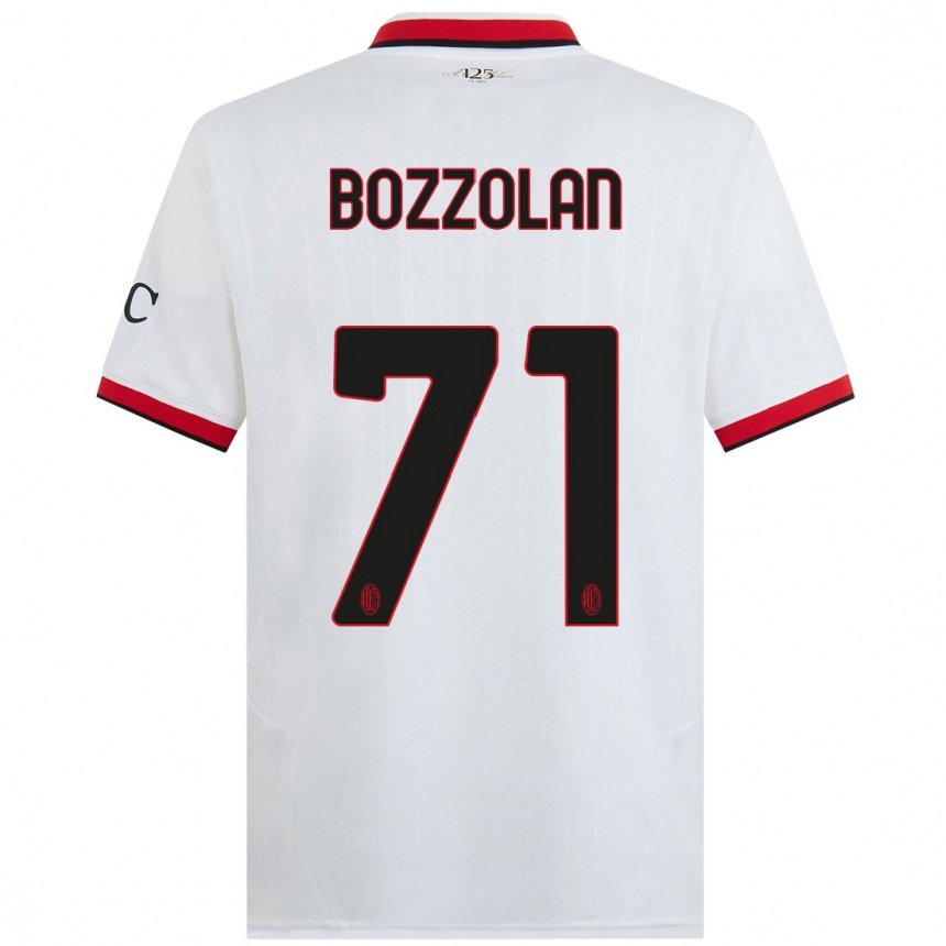 Hombre Fútbol Camiseta Andrea Bozzolan #71 Blanco Negro Rojo 2ª Equipación 2024/25 Argentina