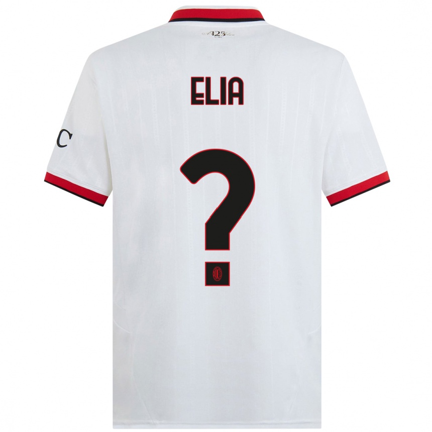 Hombre Fútbol Camiseta Emanuele Elia #0 Blanco Negro Rojo 2ª Equipación 2024/25 Argentina