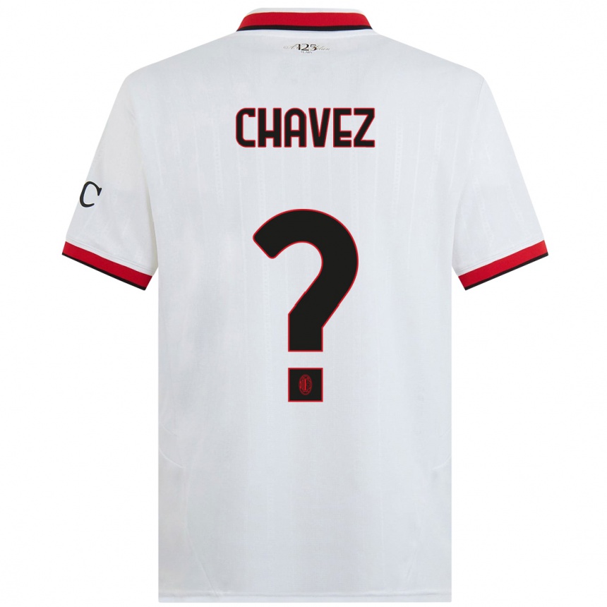 Hombre Fútbol Camiseta Maikol Cifuentes Chavez #0 Blanco Negro Rojo 2ª Equipación 2024/25 Argentina