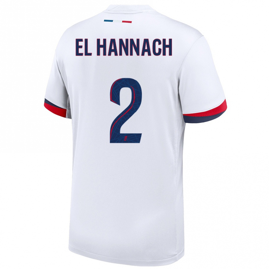 Hombre Fútbol Camiseta Naoufel El Hannach #2 Blanco Azul Rojo 2ª Equipación 2024/25 Argentina