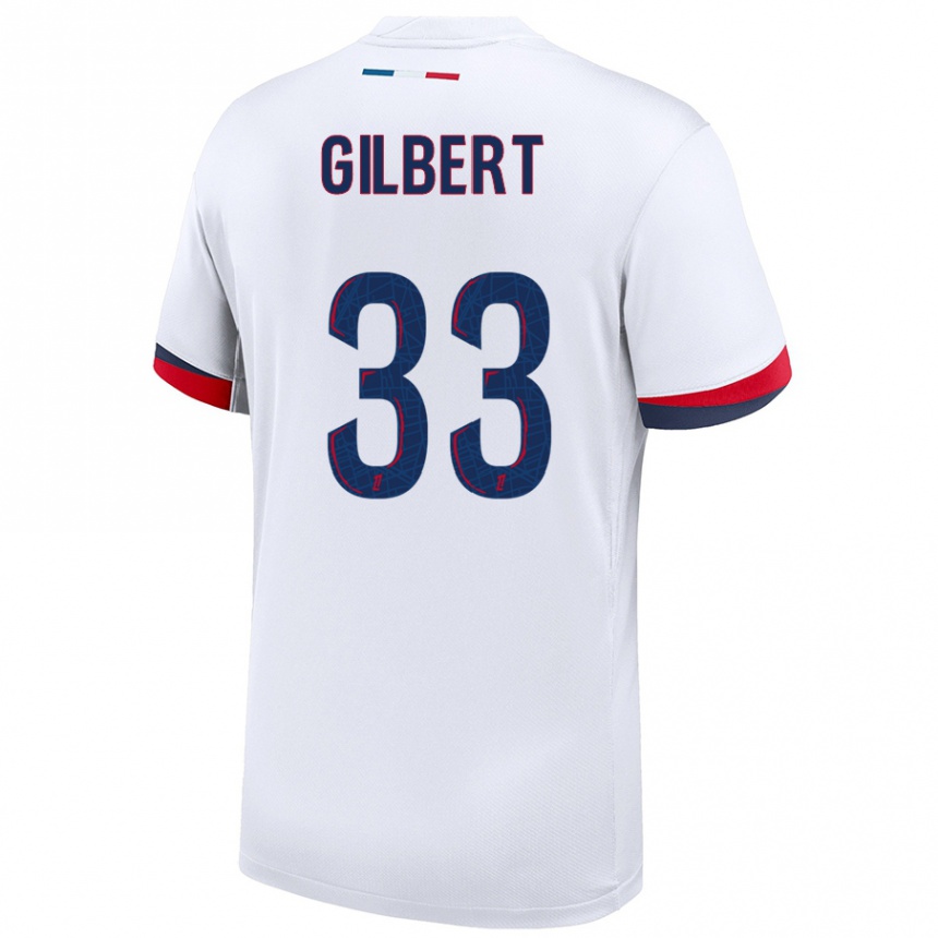 Hombre Fútbol Camiseta Tara Elimbi Gilbert #33 Blanco Azul Rojo 2ª Equipación 2024/25 Argentina