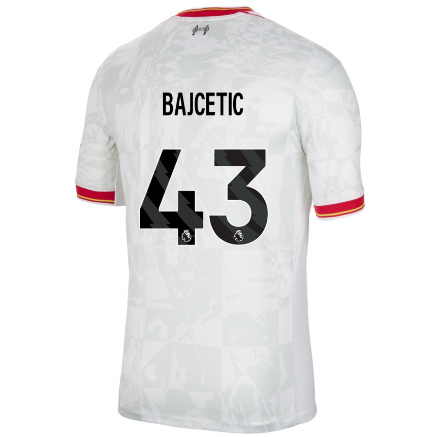 Hombre Fútbol Camiseta Stefan Bajcetic #43 Blanco Rojo Negro Equipación Tercera 2024/25 Argentina