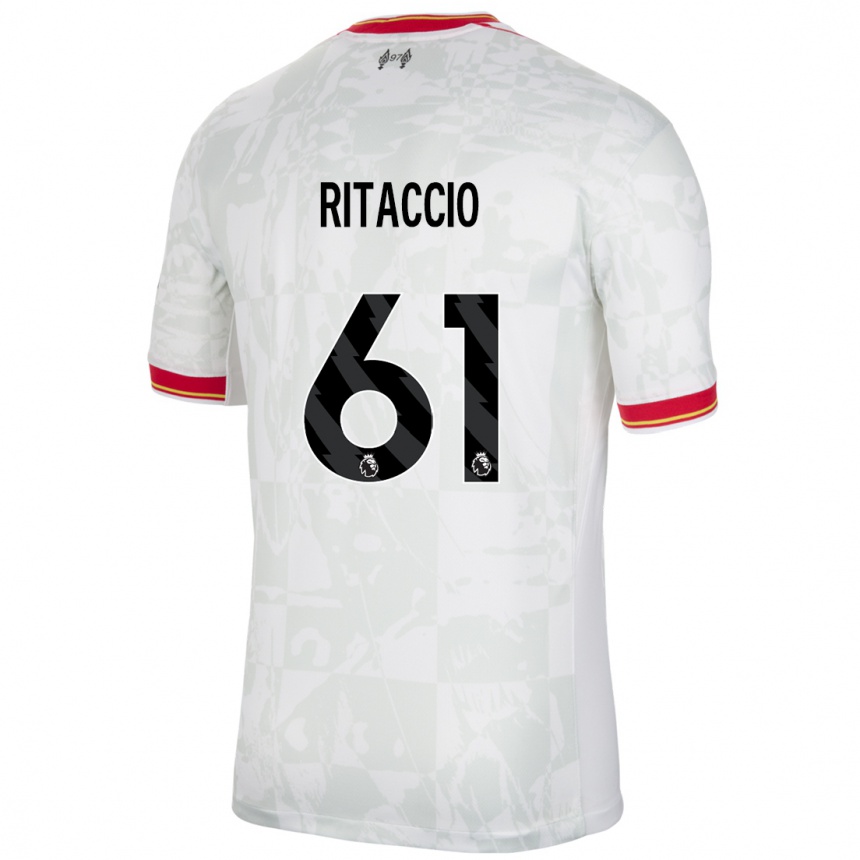 Hombre Fútbol Camiseta Matteo Ritaccio #61 Blanco Rojo Negro Equipación Tercera 2024/25 Argentina