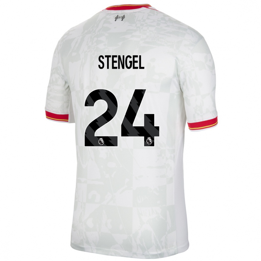 Hombre Fútbol Camiseta Katie Stengel #24 Blanco Rojo Negro Equipación Tercera 2024/25 Argentina