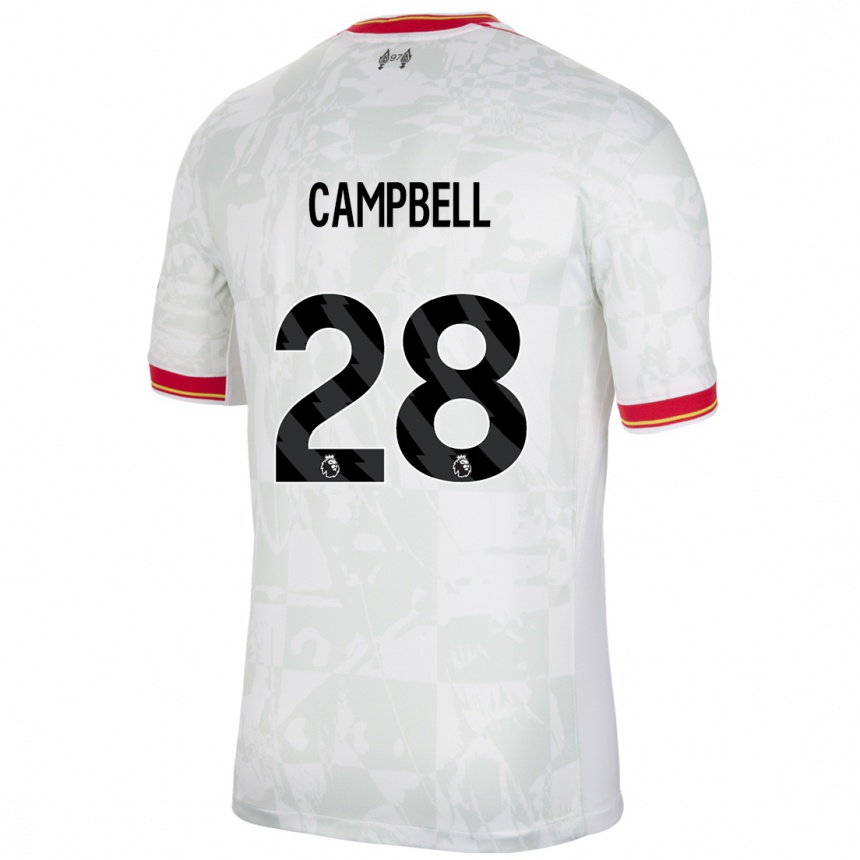 Hombre Fútbol Camiseta Megan Campbell #28 Blanco Rojo Negro Equipación Tercera 2024/25 Argentina