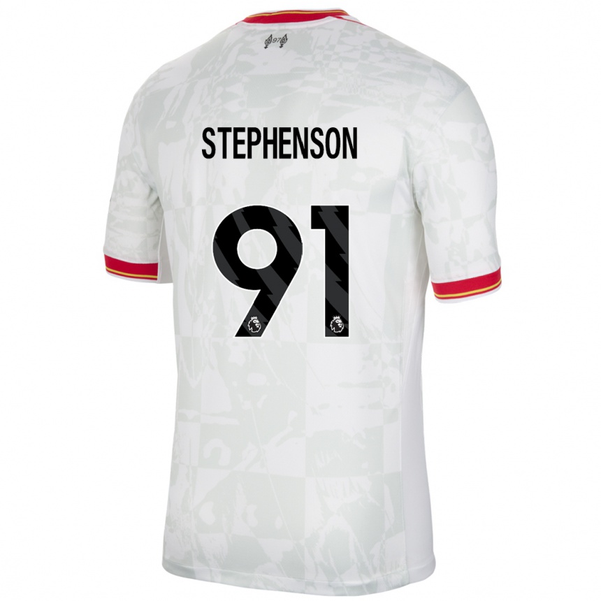 Hombre Fútbol Camiseta Luca Stephenson #91 Blanco Rojo Negro Equipación Tercera 2024/25 Argentina