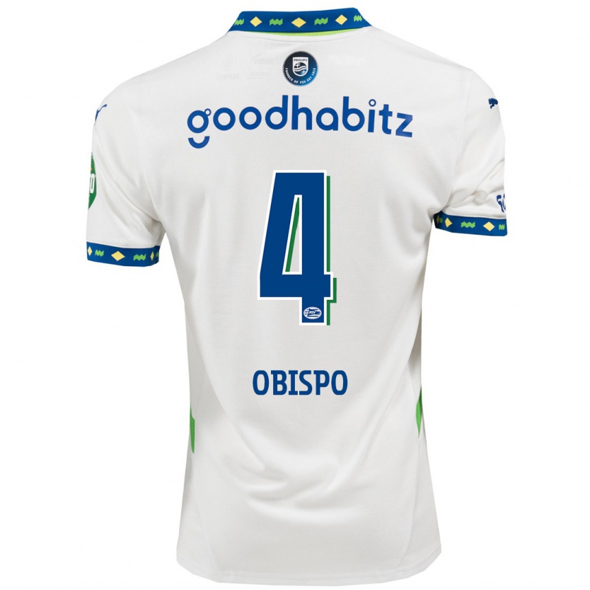 Hombre Fútbol Camiseta Armando Obispo #4 Blanco Azul Oscuro Equipación Tercera 2024/25 Argentina