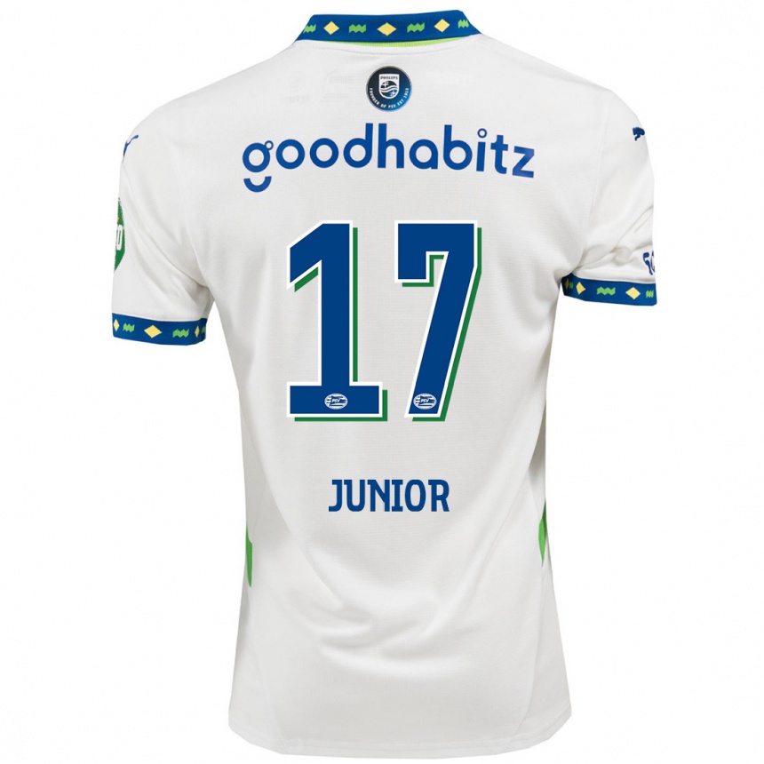 Hombre Fútbol Camiseta Mauro Júnior #17 Blanco Azul Oscuro Equipación Tercera 2024/25 Argentina