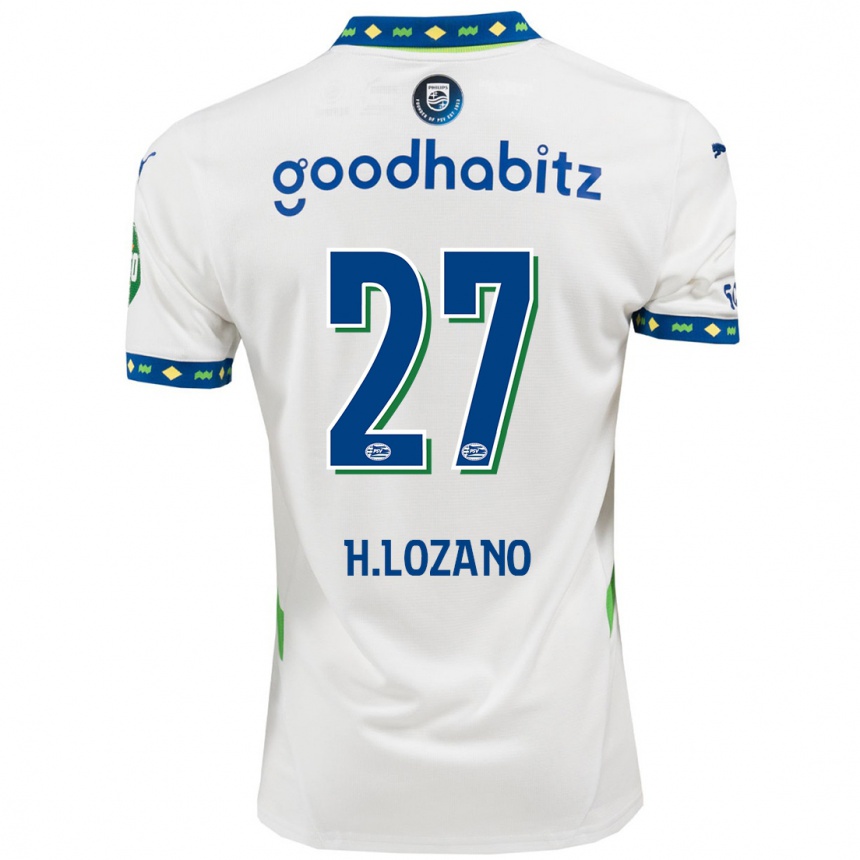 Hombre Fútbol Camiseta Hirving Lozano #27 Blanco Azul Oscuro Equipación Tercera 2024/25 Argentina