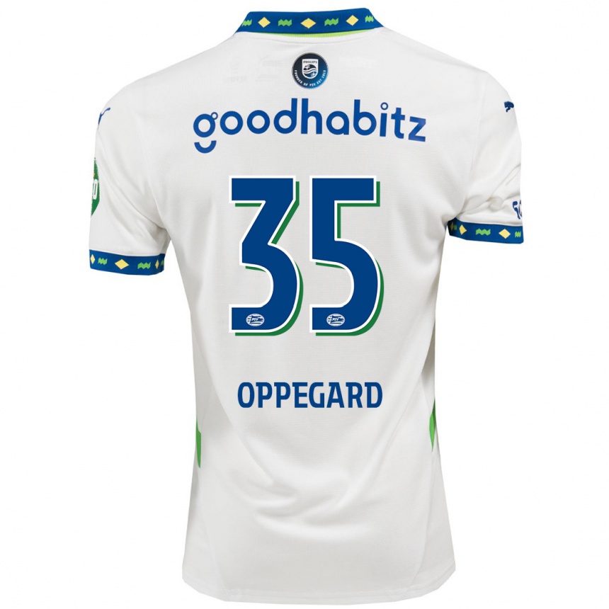 Hombre Fútbol Camiseta Fredrik Oppegård #35 Blanco Azul Oscuro Equipación Tercera 2024/25 Argentina